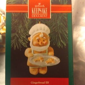 Hallmark Gingerbread Elf Ornament with Tray 1990 (SKU 015)